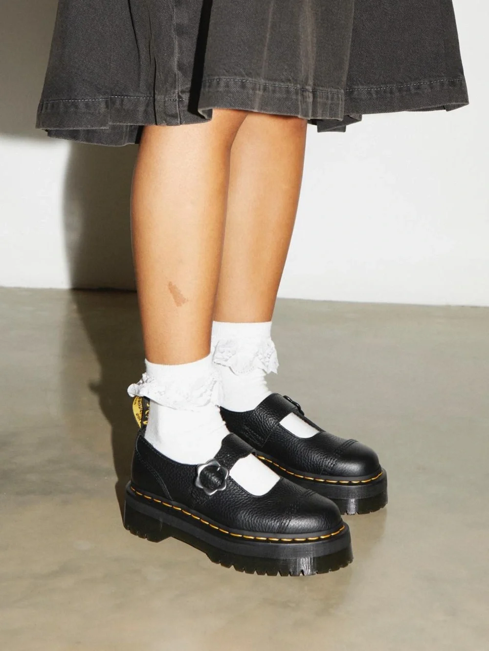 Dr. Martens NEW ADDINA Flower Buckle Nappa Milled Leather Platform Loafer Shoes